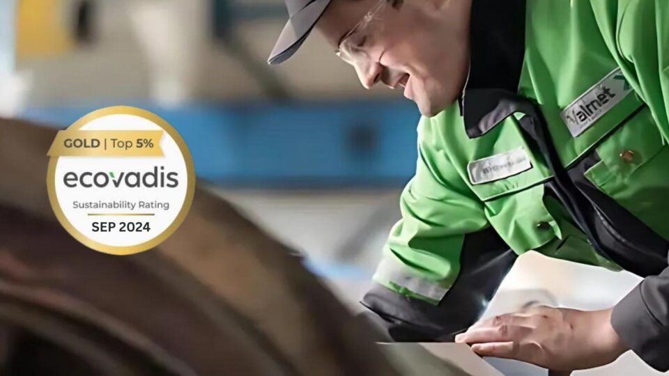 Valmet rated among the top five percent of companies in the EcoVadis sustainability assessment